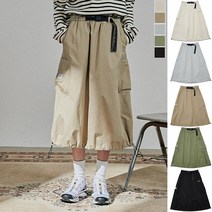 아웃도어프로덕츠 [WO136QCSKZ02] 워시드 코튼 벨티드 벌룬 스커트 BWASHED COTTON BELTED BALLOON SK