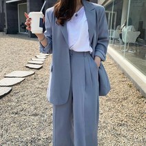 Momolatti 여성 일자바지 세미 캐주얼 정장 투피스 세트