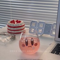 별의인형 커비 컵 귀여운 유리컵 커피잔 둥근 주스글라스 홈카페 내열유리 친구 선물, 410ml