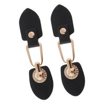 FCSHOP 의류 재킷 장식을위한 금속 후크가있는 2x 블랙 PU 가죽 토글 버튼, PU 합금