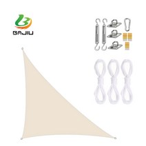 BAJIU 타프스크린 삼각형 홀리데이타프 그늘막 옥스퍼드 타프 액세서리 세트, 아이보리, 3*3*4.3m