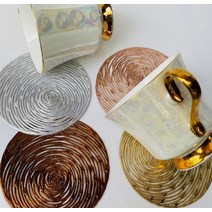 원형 컵 받침대 1+1 카페 커피 잔 찻잔 받침 티 코스터, TYPE 2_골드 - 1+1