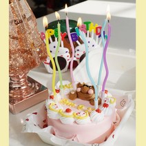 물결 웨이브 꼬불이 생일초 3컬러 - 생일 케이크 기념일 파티 캔들 컬러 파스텔 레인보우 초 촛불 특이한초, 골드