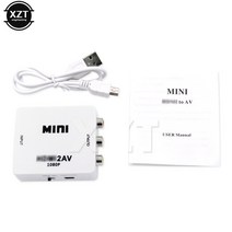 1pc hdmi 호환 rca 변환기 avcvsb lr 비디오 상자 hd 1080p 19201080 60hz hdmi2av 지원 ntsc pal 출력 hdmitoav, 하얀