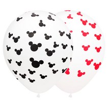 30cm 프린팅풍선 6입 [미키마우스 블랙&레드], 단품