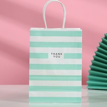 스트라이프 선물 포장 종이 가방 쇼핑백 종이백, M