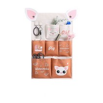 [천삼백케이] [피에이치 원] PH 동물 캐릭터 벽걸이 수납 월포켓 7포켓, 7포켓 캣 블루