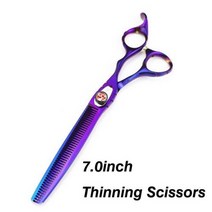 전문 반려동물 미용 가위 70 인치 숱치기용 가위 연마 도구 동물 이발, 7.0inch+Purple  Thinning
