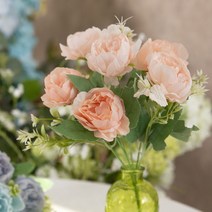 파스텔목단부쉬 29cm 조화 꽃 인테리어 장식 소품 FAIAFT, 크림