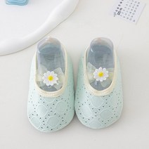 안전한 보행기 여아용 첫 워커 신발 0-6 개월 미끄럼 방지 양말 부츠 꽃 메쉬 유아용 귀여운 아기 여름, [01] Inner length 11.5cm, [04] Green