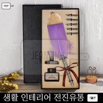 책상악세서리 골드펄 깃털펜 만년필 세트(퍼플) 깃털만년필 대표님선물