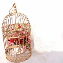 철제 새장 유럽식 철제 새장 결혼식 장식 꽃장 장식품 소품 새장 꽃장 새장., 14x14x25cm, 하얀색