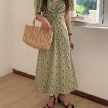 여성 봄여름 데이트룩 하객룩 오피스룩 백오픈 플라워 롱원피스