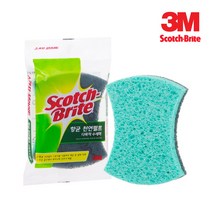 3M 스카치브라이트 항균 천연펄프 다목적 수세미 0995 양면스펀지, 1개, 1개입