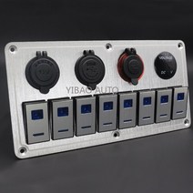 주차차단기 자동차 트럭 해양 보트 RV ATV UTV 캠핑 캐러밴 회로 차단기 금속 합금 버튼 로커 토글 스위치 패널 Usb 제어, [06] N8 gang silver