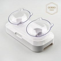 고양이 강아지 각도조절 밥그릇 물그릇 투명 식기, 2구