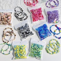 샤론델 아크릴 컬러풀 비즈 팔찌 만들기 세트 1-3013-1, 6.민트자몽(줄+본드)