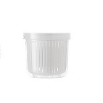 드레인 바구니와 라운드 투명 야채 과일 스토리지 박스 냉장고 스토리지 박스 생강 마늘 양파 컨테이너 1pc, 에스