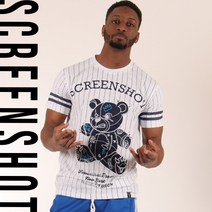 [스크린샷] S11115 - 정품 뉴욕 스트릿 힙합 브랜드 - 야구복 스크린샷 시그니처 곰돌이 아플리케 남여 공용 반팔티셔츠 빅사이즈 (S~3XL)