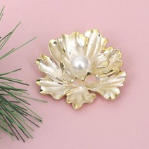 MDG3861 천연 담수진주 황금꽃 레트로 화이트 핑크 진주브로치 옷핏 2종 ()