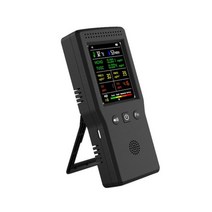 가스경보기 온도 습도 CO2 미터 공기질 감지기 백라이트 LCD 컬러 디스플레이 포함 PM2.5 PM10 HCHO TVOC, 02 Black