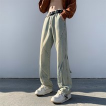 아메카지청바지 아메카지데님 남자타입 봄계절 워싱 구제 보이핏 볼륨 엘로 진흙 염색 긴바지 A061 4995279050
