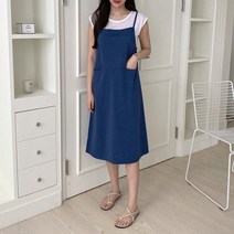 코지 베이직 청순한 소녀 나시끈 플레어 미디원피스