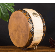 소가죽 난타북 선박 풍물놀이 공연 입문 초보자 극단, 10인치 노란색 소가죽 징과 북 (32x17)