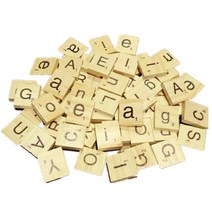 100피스 나무 알파벳 타일 공예품 검은 글자 숫자 디지털 퍼즐, [02] Lowercase letters