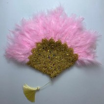 큰 크기 디자인 아프리카 오렌지 깃털 팬 숙 녀 웨딩 신부 더블 사이드 나이지리아 꽃 Handfan, [01] 35cmx45cm, [15] double side
