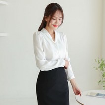 [스무날]숄카라골드버튼긴팔블라우스
