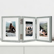 넉넉한 액자 엽서 2L 3면 액자 스타일리시 벽걸이 심플 블랙 접이식 어버이날 결혼선물 생일 기념일 선물 무인 양품 앨범, 회색, 2l 사이즈
