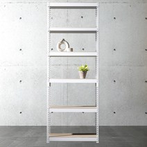 앵글선반 철제 창고 다용도실선반 6단 1000 x 300 x 1950, 화이트, 9mm 양면코팅 보드