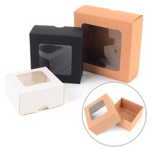 접이식 직사각 투명창 선물박스 3color 3size 쿠키포장 과자포장 떡포장 패션잡화포장, 5개, 소 - 브라운