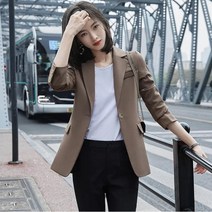 Momolatti 여성용 간략하다 블레이저 슬림 쇼트 오버핏 자켓