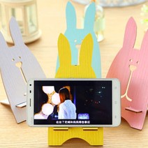 휴대폰 원목 캐릭터 토끼 거치대 우드 색상 테이블용, 핑크, 1개