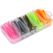 50pcs 소프트 낚시 수영 베이트 미끼 담수 바닷물을위한 낚시 미끼 키트, 6cm