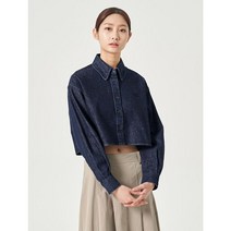 [에잇세컨즈] 자수 크롭 데님 셔츠 네이비 (163264EPFR)