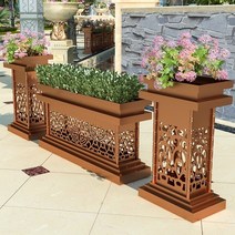 울타리 펜스 정원 야외마당 텃밭 펜스 담장영업 부서 연철 꽃 상자 야외 안뜰 꽃 69, 길이 40 폭 40 높이 100 cm 비고 칼라