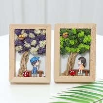 포플러나무 아래에서 스칸디아모스 액자 만들기 DIY 천연이끼 공기정화식물 집콕놀이 단체수업, 그린(의자+소녀)