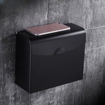 방수 복고풍 욕실 화장실 티슈홀더 휴지걸이 핸드폰거치대, B. 펀칭 없음 - 블랙  24.3cm