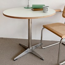 오그레 자작 HPL 호마이카 원형 테이블, 기본+원목 라탄 원형스툴(+79000원)