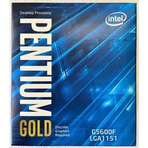 인텔 펜티엄 골드 G5600F 데스크톱 프로세서 2 코어 4 스레드 3.9GHz LGA 115154w 101243