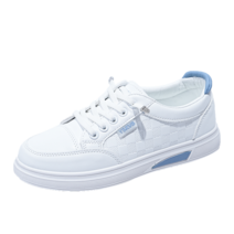 준이 베이직 가죽 스니커즈 화이트 심플 3cm 굽높이 데일리 여성 발편한 운동화