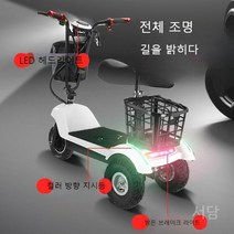 미니전기 세발 자전거 편리한 성인 소형 스쿠터, 24V, 블랙배터리/원 버튼/도난방지/3c인증모터