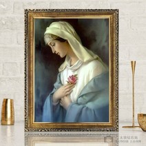 가톨릭 성모 마리아 종교 인테리어 그림 전체 큐빅 비즈 대형 보석십자수 재료 만들기 세트, 40x50cm