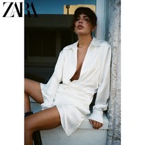 실크 셔츠 카라넥 셔링 ZARA 자라 여성 하프 원피스