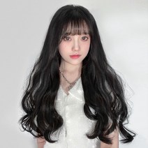 뿌이뿌이가발 아이롱 웨이브 10피스 붙임머리 부분가발 똑딱이 여자 긴머리 펌 헤어, 자연블랙, 10개