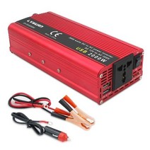 차량용 인버터 파워뱅크 휴대용 보조베터리 변환기 태양광 듀얼 USB 범용 소켓 DC 12V AC 220V 300W 1500W 2000W 2600W 250893, 1개