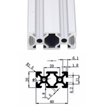 2040 유럽 표준 산업용 알루미늄 프로파일 1 개 100-800mm 길이 선형 레일 DIY 3D 프린터 cnc용, 05 300MM